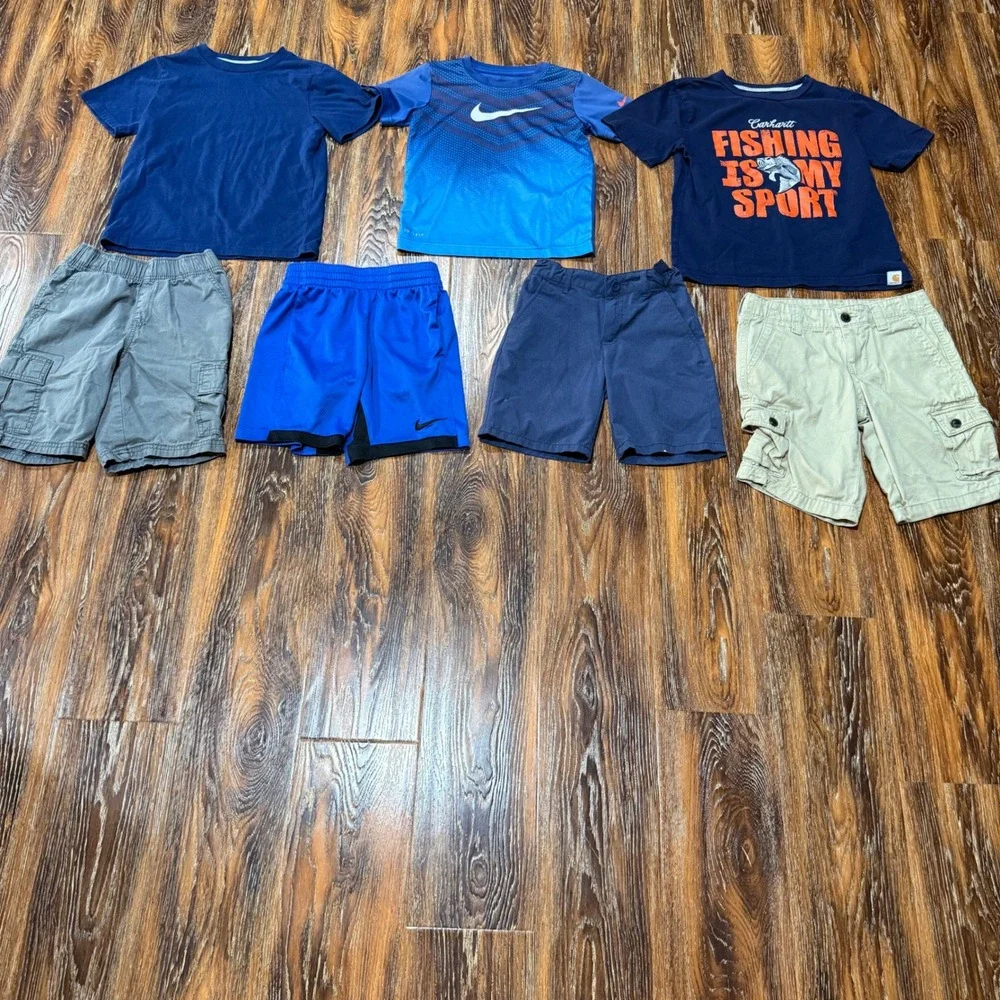 Boys Play Clothes Bundle Size 7 8 10 Nike Carhartt Shorts T-Shirts Set FLAWS